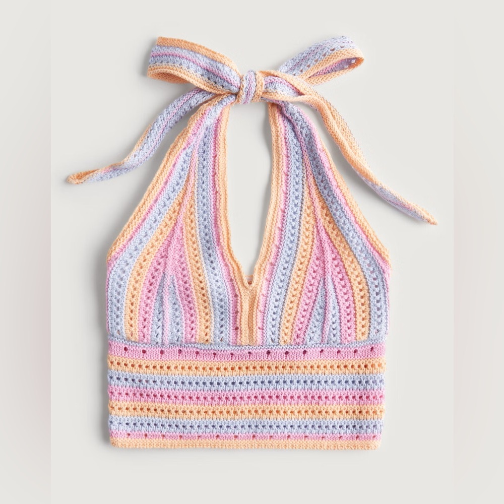 Crochet V-Neck Halter Top